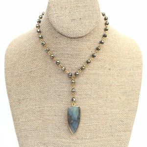Pyrite chain w/ labradorite arrowhead pendant